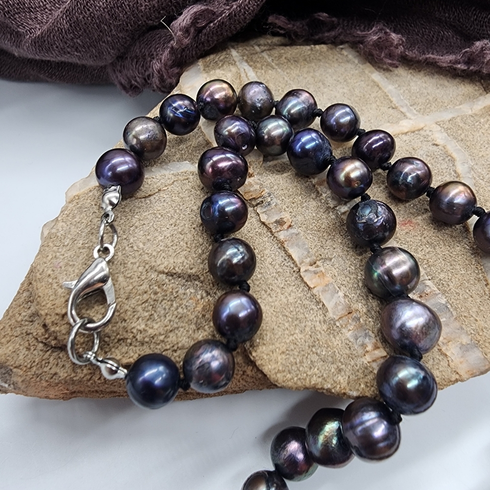 Unique Vintage Jewelry Natural Pearls Irregular Black Tahitian Pearl - Picture 6 of 12